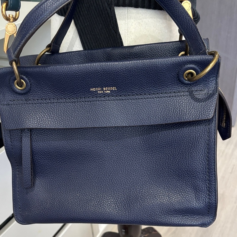 Henri Bendel Deep Blue Leather Satchel